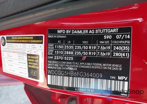 2015 Mercedes-Benz Glk 350 from USA, damaged, VIN WDCGG5HB6FG364009